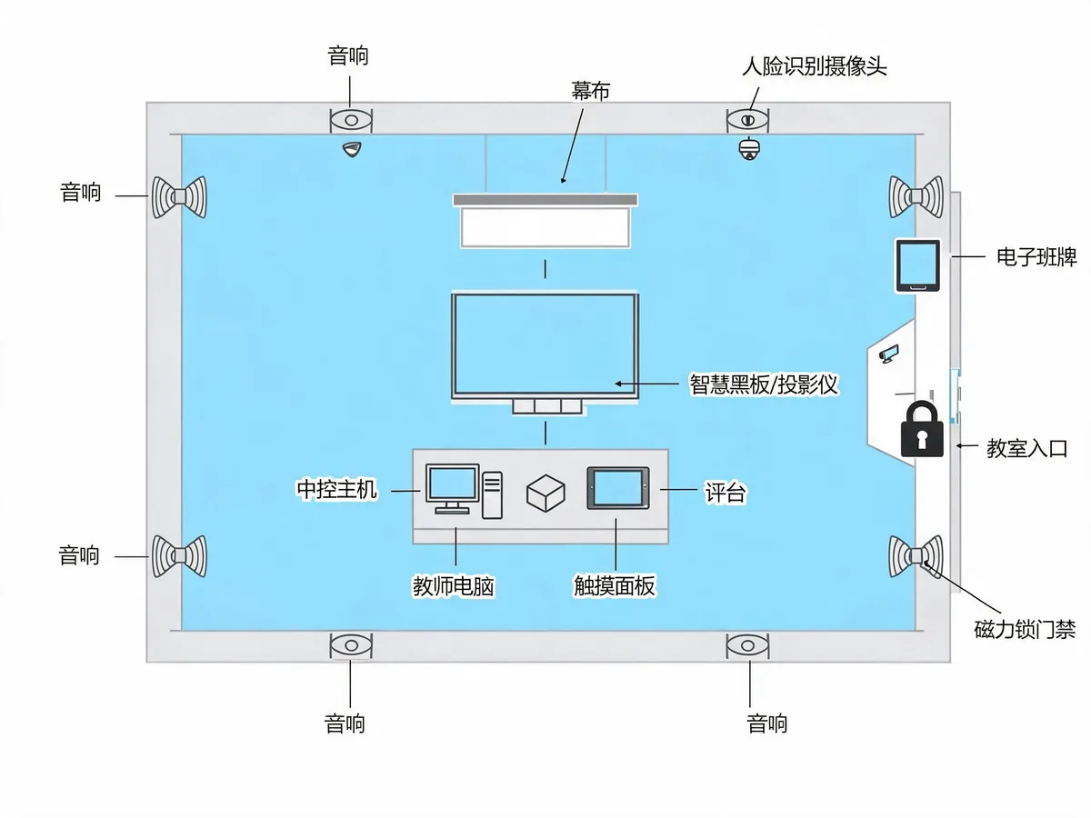智慧教室设备平面布局示意图